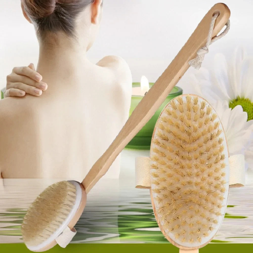 1Pc Wooden Detachable Long Handle Shower
